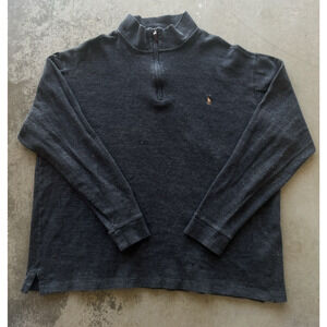 Polo Ralph Lauren Estate Rib Sweater Men’s XLT Gray 1/4 Zip Pullover Big & Tall